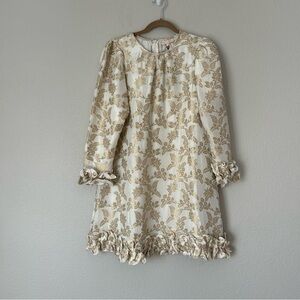 NWT By Timo Brocade Mini Dress in White and Gold